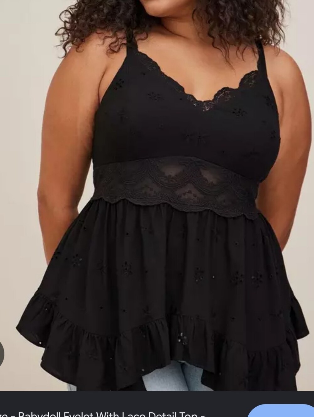 TORRID 2X Babydoll Eyelet With Lace Detail Top